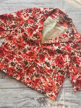 dressbarn Orange and Brown Floral Blazer Size 18/20 XXL